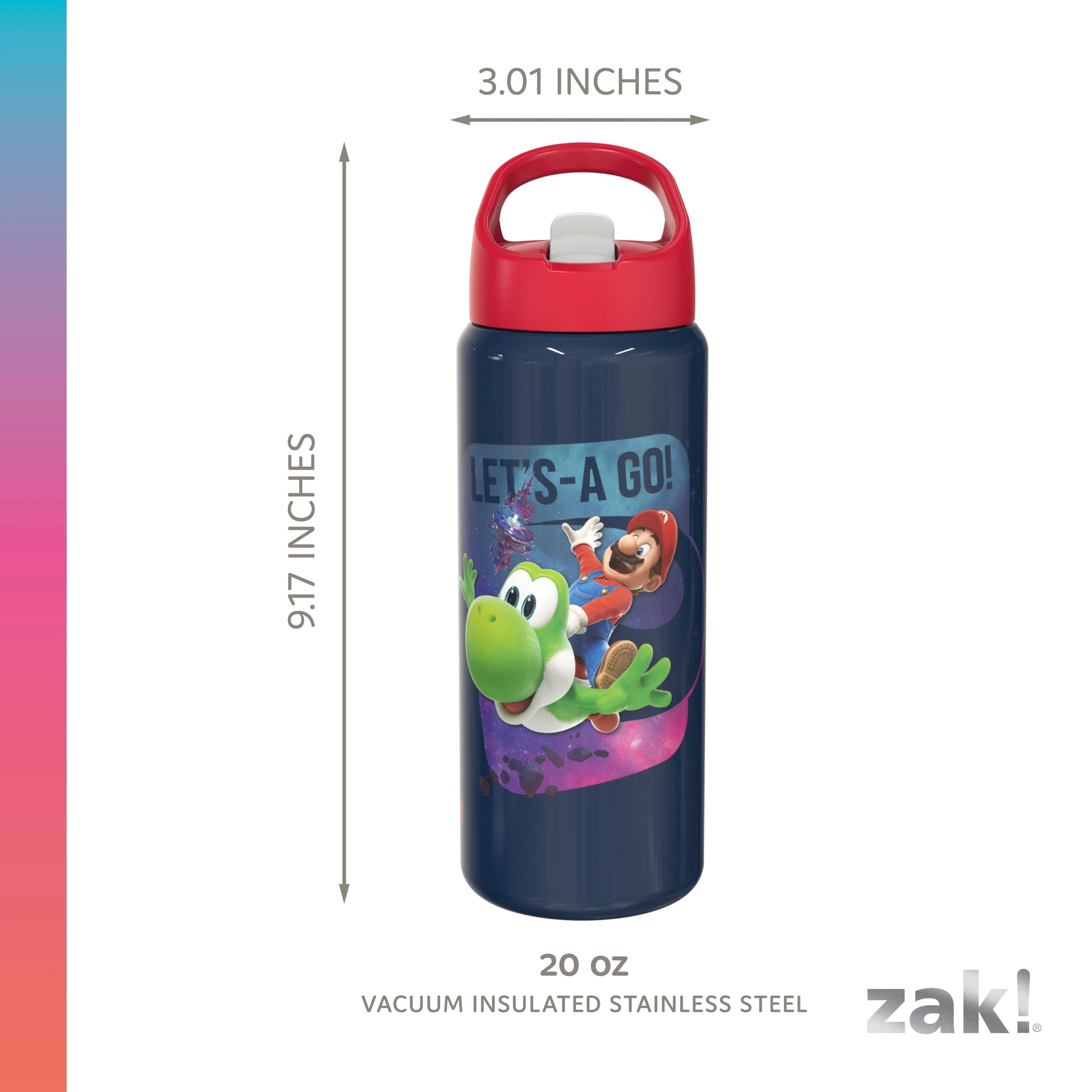Zak Designs 20oz Mario Movie 2 Stainless Steel Clutch