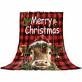 thumbnail image 2 of Christmas Cow Throw Flannel Blanket 50x80In Xmas Bell Star Black and Red Buffalo Plaid Super Soft Cozy Bed Blanket, Lightweight Plush Fuzzy Bed Throw for Bedroom Sofa Couch Living Room, 2 of 4