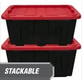 thumbnail image 4 of Large storage box, 27 gallon plastic storage box with snap on lid, black and red, 4 of 11