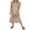 Almond, variant on Womens Summer Casual Midi Dress Sleeveless Crewneck Loose Split Wrinkle-Free Beach Travel Vacation Long Sundress Small