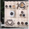 thumbnail image 4 of Ambesonne Coffee Shower Curtain, Coffee Mugs Snacks Beans, 69"Wx84"L, Brown Black Tan, 4 of 5