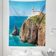 thumbnail image 1 of Colorful Tapestry, Daytime Rocky Lighthouse Shore Seaside Rocks Building Cliff Sunny Day Clear Sky, Fabric Wall Hanging Decor for Bedroom Living Room Dorm, 5 Sizes, Multicolor, by Ambesonne, 1 of 1