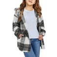 thumbnail image 3 of Auburet Girls Cute Flannel Plaid Button Down Top with Pockets Long Sleeve Hooded Jacket, 3 of 4