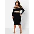 thumbnail image 2 of Rebdolls Women's Plus Off The Shoulder Mesh Detailed Bodycon Mini Dress - Black - Small, 2 of 4