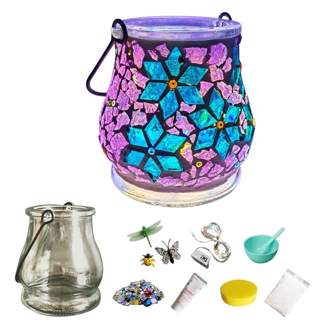 Feltree DIY Glass Candlestick Craft Kit with LED Light - Crystal Luminous Valentine's/Parent-Child Puzzle Project & Romantic Home Decoration Gift