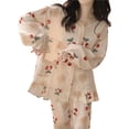 thumbnail image 2 of Conjunto de pijama para mujer, conjunto de pijama para mujer, ropa de dormir holgada de manga larga, pijama de dos piezas, mayor durabilidad, 2 of 9