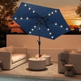 thumbnail image 1 of Costway 7.5 ft Solar Powered Patio Umbrella with LED Lights Push Button Tilt Crank Handle Navy, 1 of 10