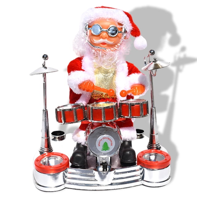 Muñeca de Navidad Papá Noel Instrumento para tocar Decoración Sacudiendo la cabeza Cantando Adorno a pilas, Tipo 1 seitruly HA008653-01B