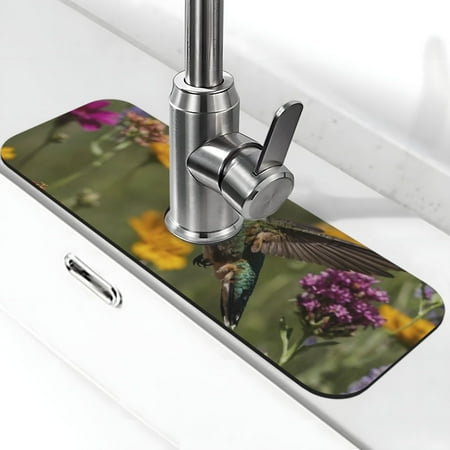 

Xecao Humming Bird for Kitchen Sink Splash Guard Faucet Mat Faucet Guard & Draining mat (15 X 5.5 )