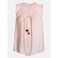 thumbnail image 5 of Scenario Women's and Women's Plus Ruffle Neck Tank Top with Tie Front, Sizes XS-4X, 5 of 6