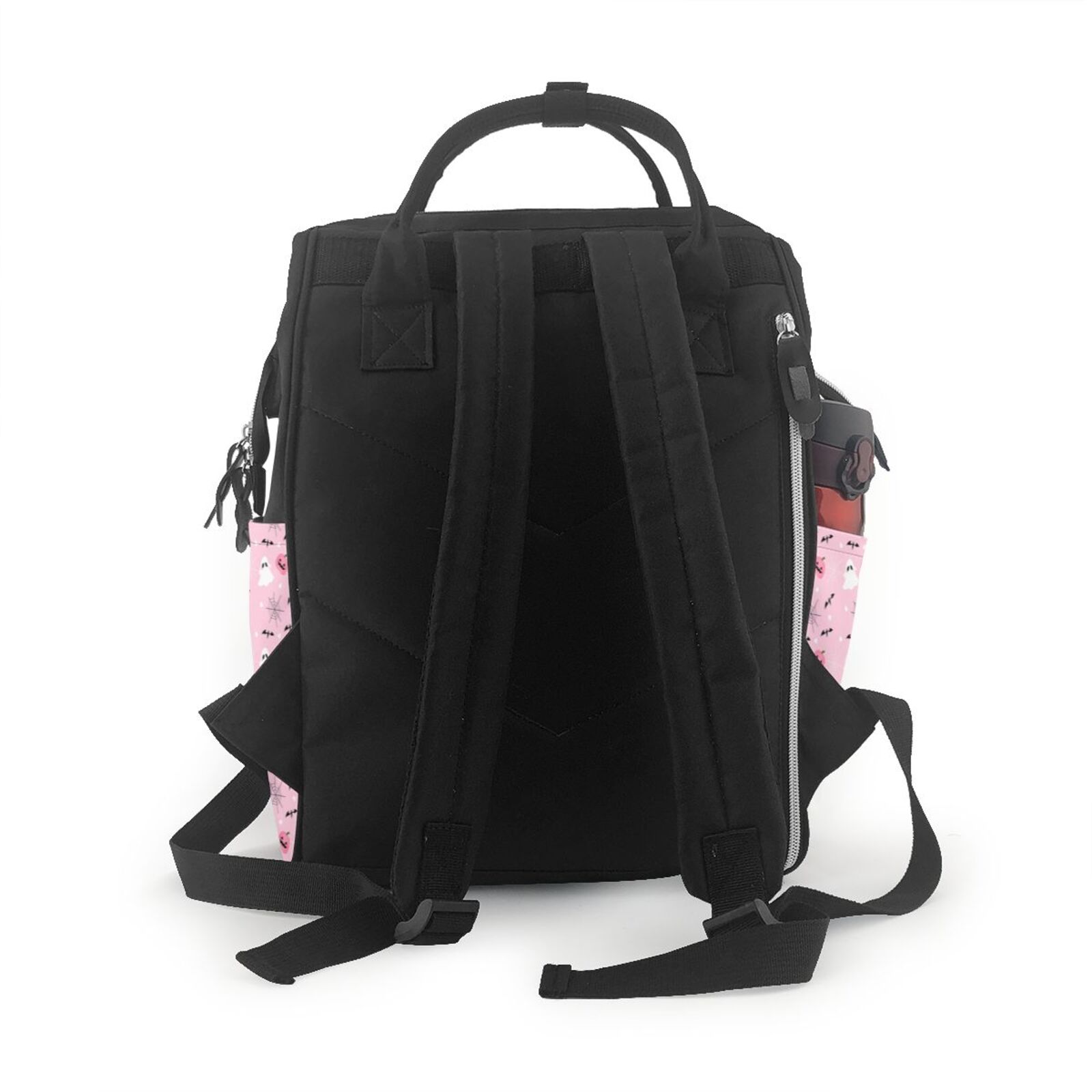 Fuzoiu Bat And Pumpkin Print Diaper Bag Backpack,Baby Essentials Travel Tote,Multi function Waterproof Diaper Bag, Travel Essentials Baby Bag - Unisex