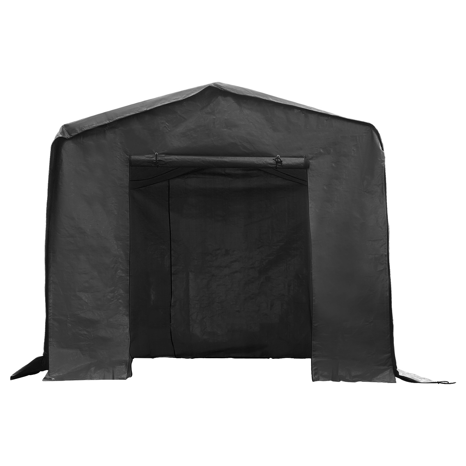 Black PE Steel Frame 2.4 * 2.4 * 2.4m Carport Tarpaulin Metal Frame Storage Shed Outdoor Garage