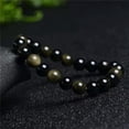 thumbnail image 3 of K-KED Natural Gold Obsidian Stone Gemstone Healing Energy Stretch Beaded Bracelet 8mm, 3 of 6