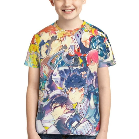 Boys Girls Game My Hero Academia T-Shirts Youth 3D Print Short Sleeve Shirts Kid's Novelty Shirt Teenage Fashion Tee Shirt