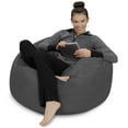 thumbnail image 6 of Sofa Sack Bean Bag Chair, Memory Foam Lounger with Microsuede Cover, Kids, 3 ft, Charcoal, 6 of 9