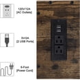 thumbnail image 3 of Oumilen Western Home 3 Layers End Table with Storage Shelf with Build-In Fast Charging Station with USB Ports in Rustic Burnt Wood, 3 of 7