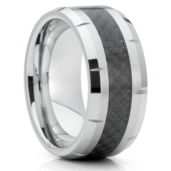 9mm Wedding Ring,Tungsten Wedding Band,Man's Wedding Ring,Carbon Fiber Wedding Ring,Tungsten Carbide Ring