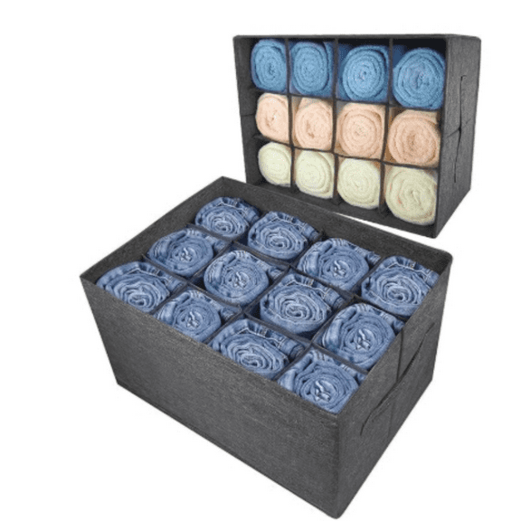 Closet Organizers and Storage Bins for Clothes - 12 Cell Drawers Organizer Grid Storage Box for Jeans Pants Sweater Towel T-shirts, Wardrobe Shelf Dividers Closets Organization (1 Pcs)