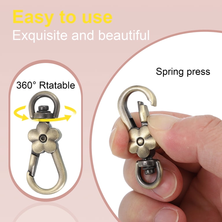4pcs Metal Lobster Claw Clasps, Flower Swivel Lanyards Trigger