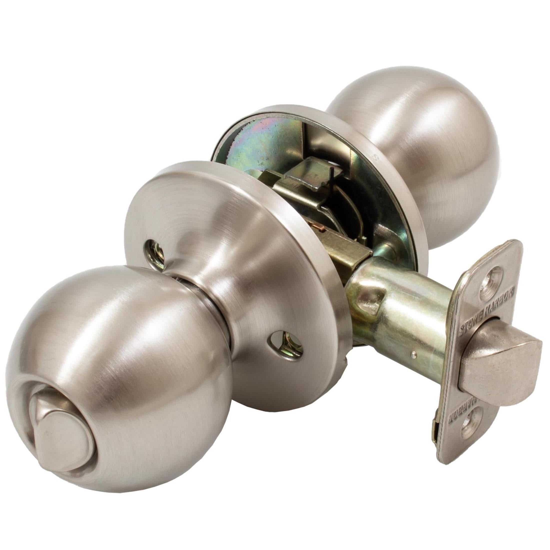 Stone Harbor Hardware Ball Door Knob, Privacy (Bed/Bath) Function, Satin Nickel