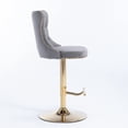 thumbnail image 5 of Swivel Bar Stools Set of 2, Adjustable Counter Height Barstools with High Back, Button Tufted and Nailheads Trim, Velvet Upholstered Bar Chairs for Home Bar Kitchen Island Cafe,Gray, 5 of 9