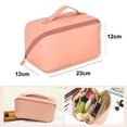 thumbnail image 2 of Bolsa de maquillaje de viaje, bolsa de maquillaje de apertura grande, bolsa de maquillaje portátil que se abre plana para fácil acceso, bolsa de maquillaje de cuero PU, organizador de cosméticos, 2 of 5