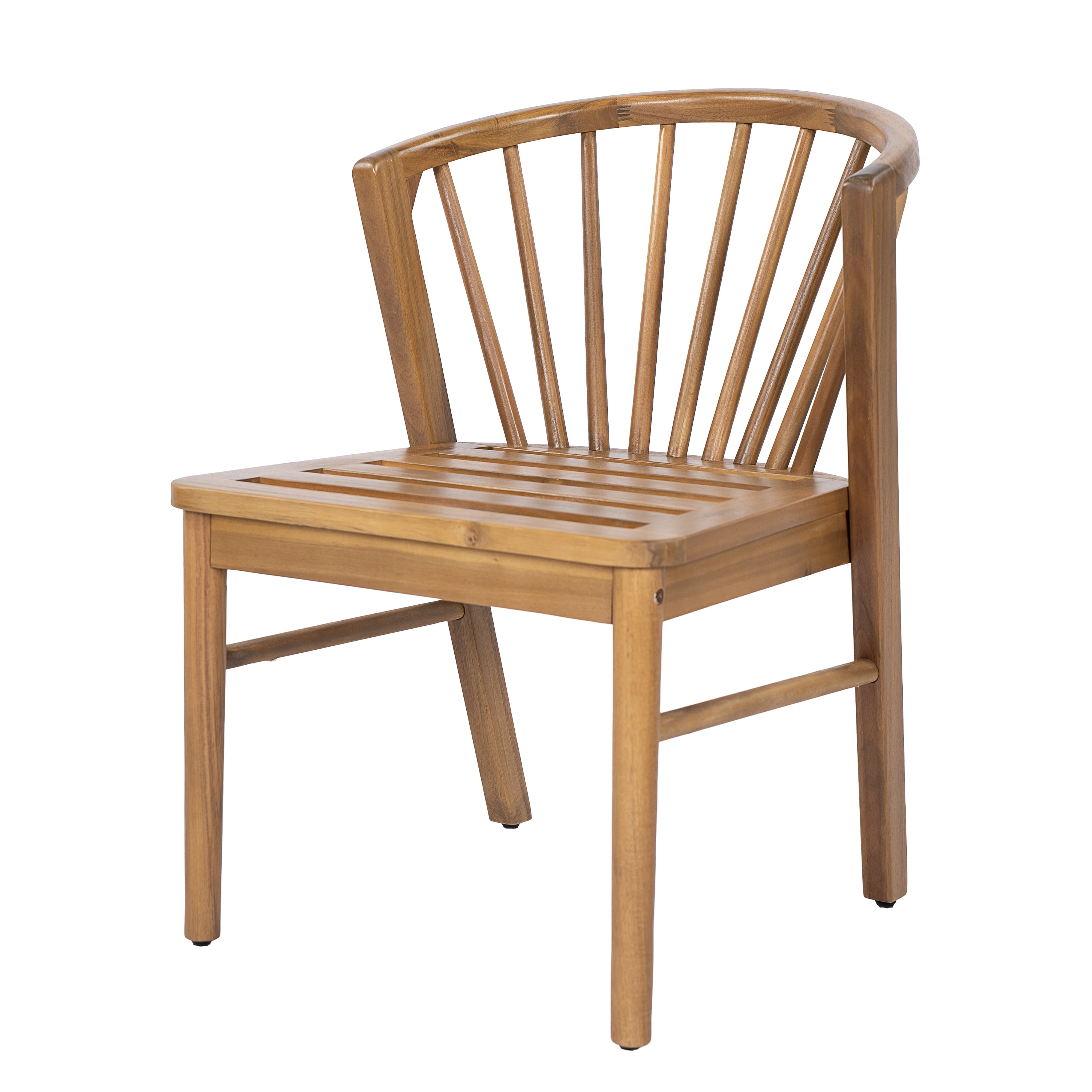 Dining Chairs Set of 2, Outdoor Acacia Wood Chairs with Cream Washable Cushion for Backyard, Teak