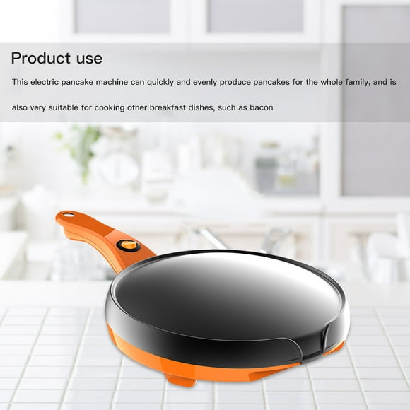 Crepe Maker Metal Non-Stick Pancake Pancake Pan; Pan Household Electric Griddle with Handle Hook US Plug, Orange