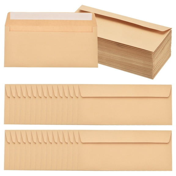 Uxcell 100 Pack Brown #10 Business Envelopes, Colored Self Seal Letter Size