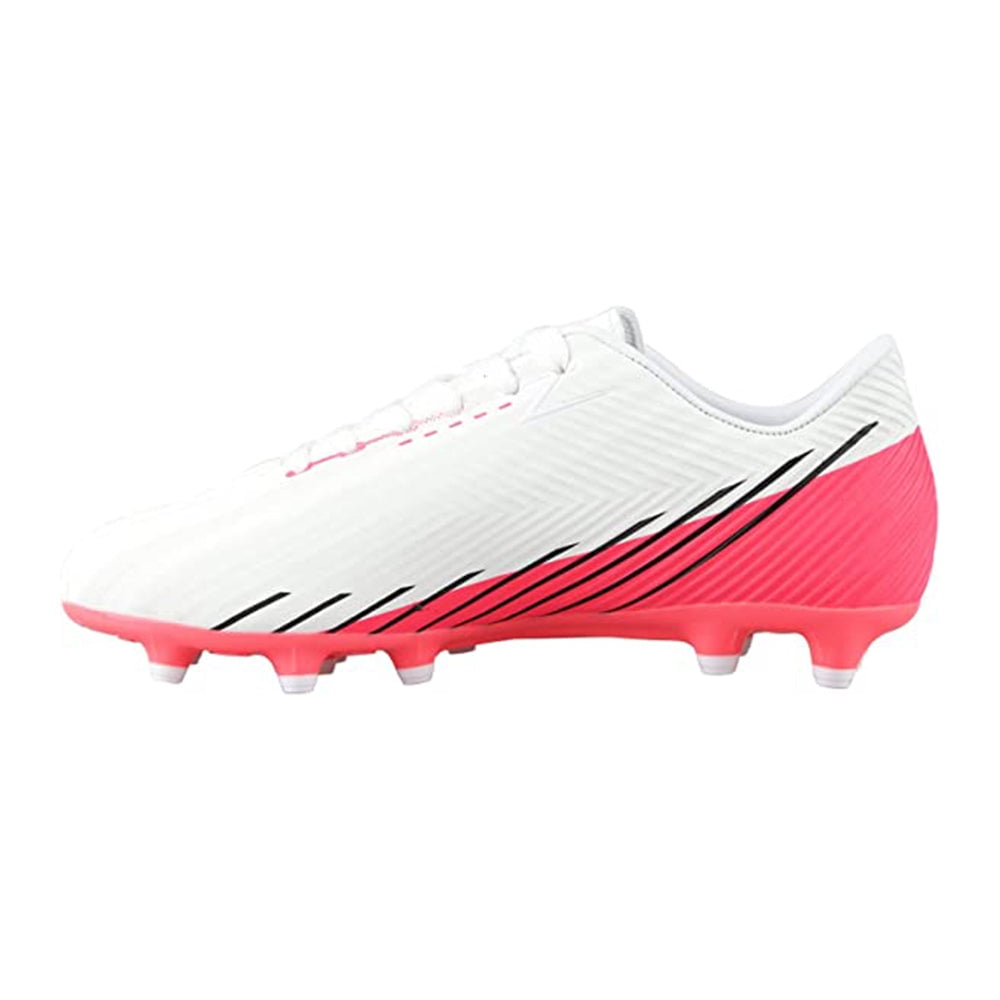 Vizari Kids Tesoro Junior Firm Ground Outdoor Soccer Shoes for Boys and Girls - White / Pink
