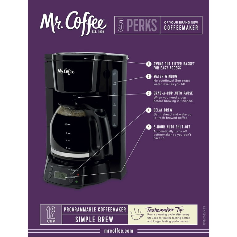 Mr. Coffee 12 Cup Programmable Black Coffee Maker - Walmart.com