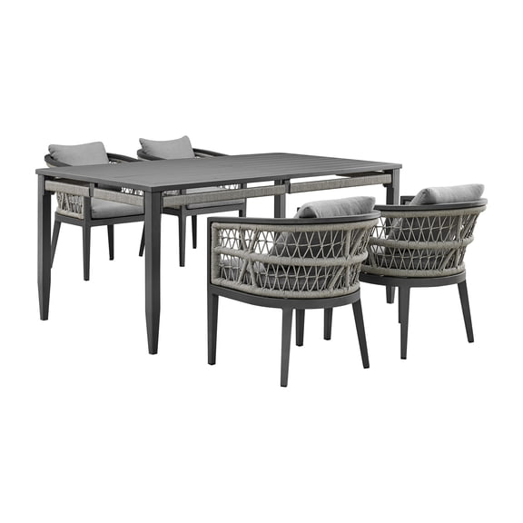 Zella Outdoor Patio 5 Piece Dining Set in Aluminum