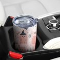 thumbnail image 5 of 20oz Tumblers Pink Hued Cute Halloween Ghosts Pattern Stainless Steel Vacuum Insulated Double Wall Travel Tumbler Cups Mug with Lid and Straw,Cleaning Brush for Cold & Hot Drinks, 5 of 7