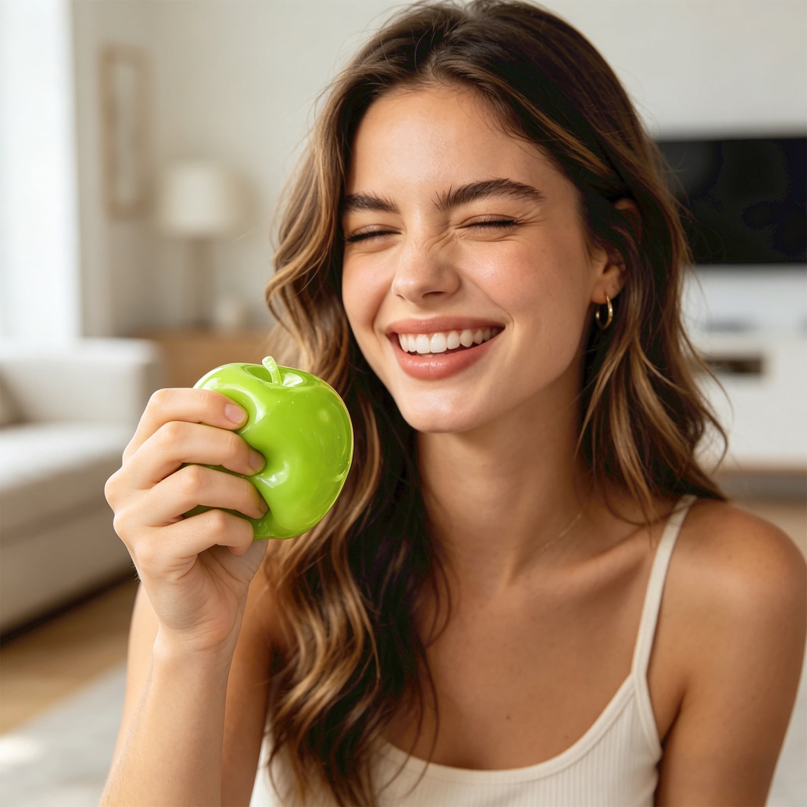 Apple Squeeze Toys, Stress Relief Fruit Toy, Slow Rebound Clear Fruit Fidget Toy Pressure Relief Soft Stress Ball Pinch Sensory Toy