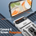 thumbnail image 3 of KOMI for Google Pixel 9 Pro XL Case with [2 Pack] HD Screen Protector + Slide Camera Cover, 360° Rotation Ring Kickstand [Military Grade] Shockproof Protective Phone Cover for Pixel 9 Pro XL, Grey, 3 of 5