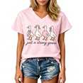 thumbnail image 2 of Breast Cancer Shirts for Women Pink Ribbon Short Sleeve Breast Cancer Awareness T-Shirt Cancer Survivor V-Neck Tops, 2 of 6