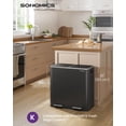 thumbnail image 2 of SONGMICS cubo de basura， 2 sorted cubo de basura con tapa reposapés，gran capacidad soporte de bolsa de basura cubo interior， en acero inoxidable， Negro, 2 of 5