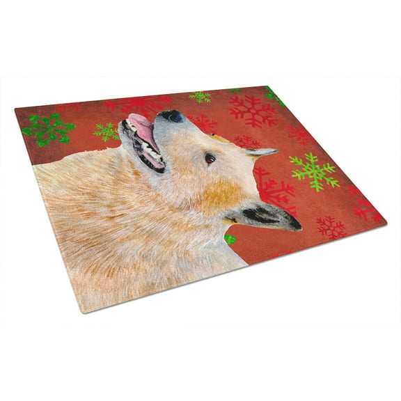 Carolines Treasures LH9272LCB Australian Cattle Dog Winter Snowflakes Holiday Glass Cutting Board Large, 12H x 16W,