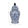 thumbnail image 4 of Ceramic Flower Vase for Living Room Decor - Ginger Jar Vase with Traditional Floral Design - Table Accent for Room, Bedroom, Office, or House Display and Home Decor - 18", Blue and White, 4 of 16