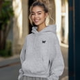 thumbnail image 3 of Dalix Butterfly Embroidery Relaxed Hoodie Soft Fleece Sweatshirt Drawcord Fit Lounge Womens in Heather Gray XL X-Large, 3 of 5
