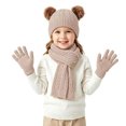 thumbnail image 2 of YUANxueke Winter Hat & Scarf & Gloves Set for Kids, Knitted Pom Pom Beanie, Warm 3-Piece Cold Weather Sets, 2 of 4