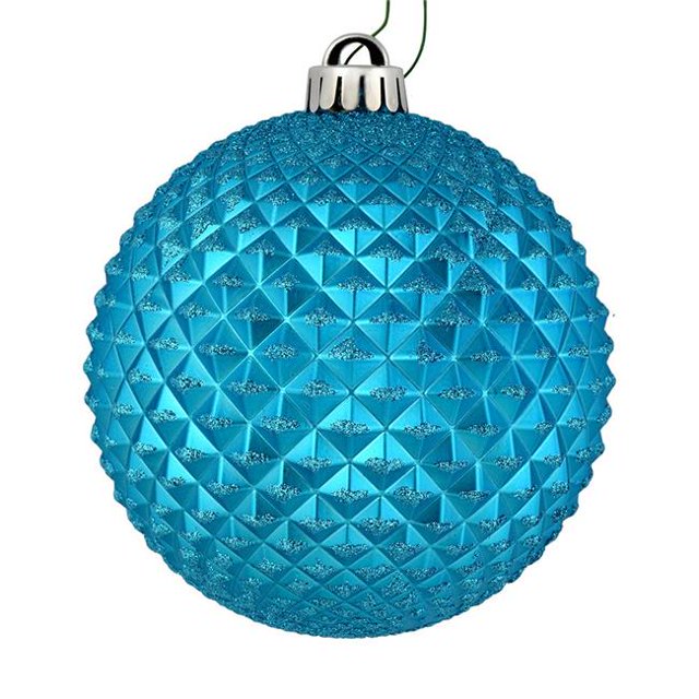 Vickerman N188712D Boule Pailletée Turquoise Durian 6 Po. avec Perçage 4 par Sac