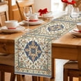 thumbnail image 3 of Vintage Ethnic Floral Table Runner, Green Blue Classical Bohemian Style Cotton Linen Kitchen Table Decoration Washable Dining Tabletop Runners for Home Party Decor 13x90 Inches, 3 of 9
