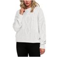 thumbnail image 2 of Tnhcen Women's Cable Knit Sweater Winter Warm Top Plus Size S-3XL Pullover Nylon Spandex Blend Matte Finish Cozy Crew Neck Casual Sweater Chunky Knit Fall Winter Clothing, 2 of 5