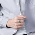 thumbnail image 5 of HIJONES 4mm Tungsten Carbide Wedding Band Ring with Imitated Meteorite for Men Women Beveled Edge Silver Size 8, 5 of 6