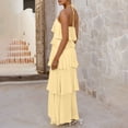 thumbnail image 6 of Kvture Chiffon Halter Bridesmaid Dresses for Women Spaghetti Straps Tiered Long Prom Evening Party Dress Yellow, 6 of 9