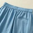 thumbnail image 4 of JGGSPWM Women's Wide Leg Cotton Linen High Waisted Elastic Pleated Casual Loose Bermuda Shorts Blue M, 4 of 9