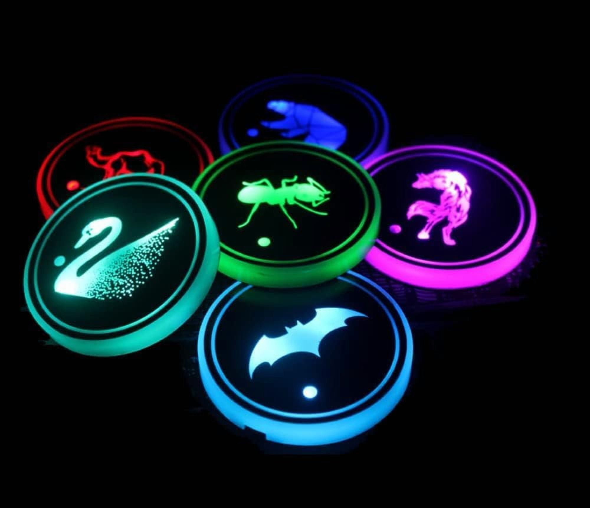Huiyi 2pcs LED Car Coasters, Car Cup Holder Insert,LED Cup Pad Holder RGB 7 Colors Changing Lights USB Car Cup Coasters for Car Accessories (E)
