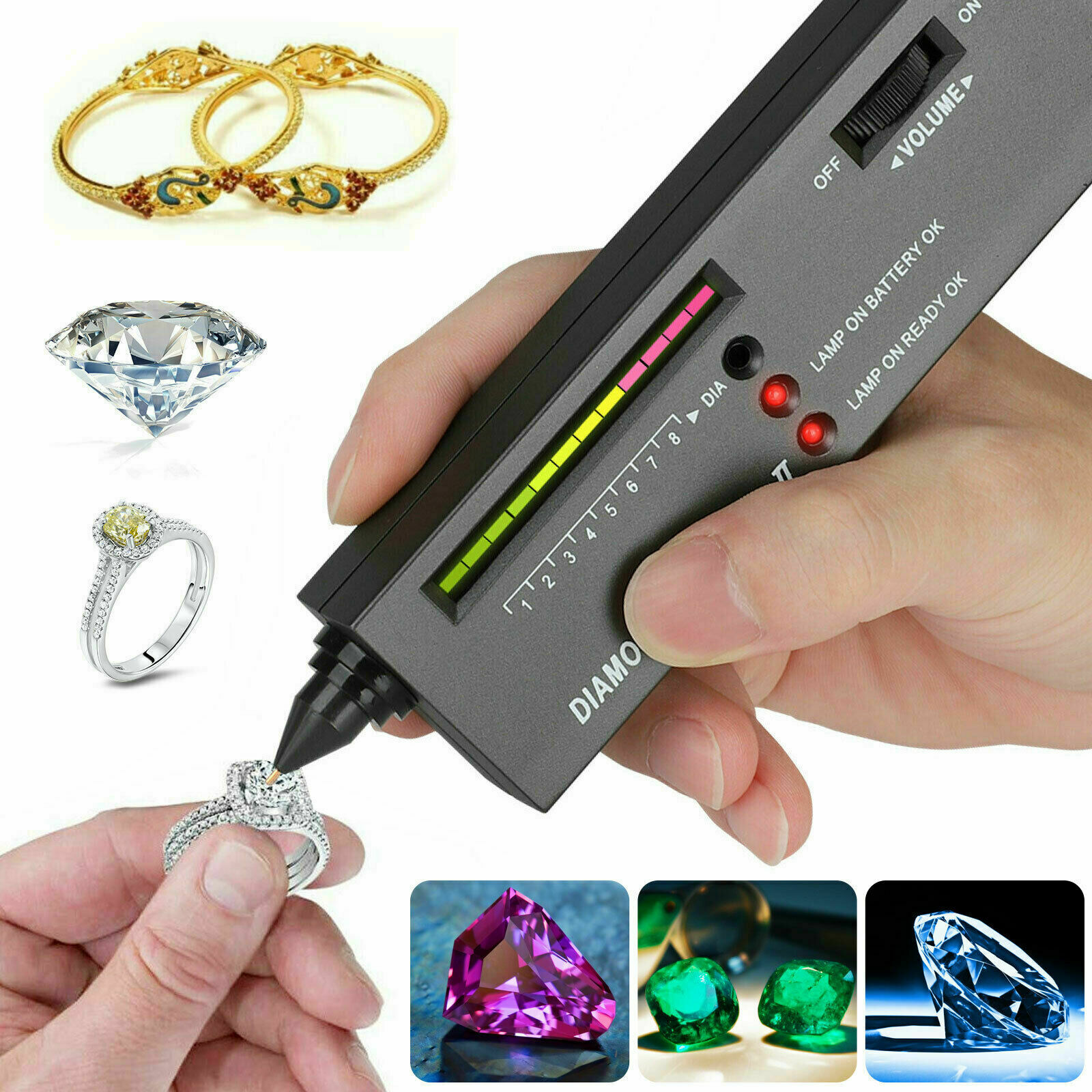 Diamond Tester Pen, High Accuracy Diamond Tester, Professional Jewelery  Selector, Portable LED Audio Jeweler Diamond Gemstone Test Tool for Novice  and