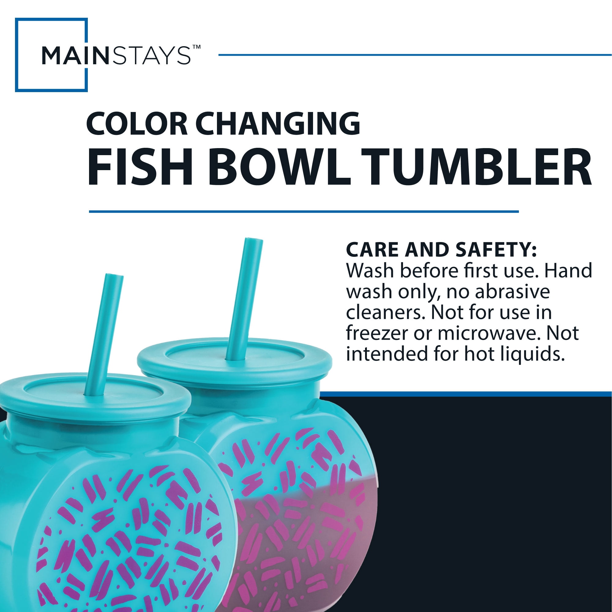 Mainstays Fishbowl Tumbler 40 fl oz, Teal